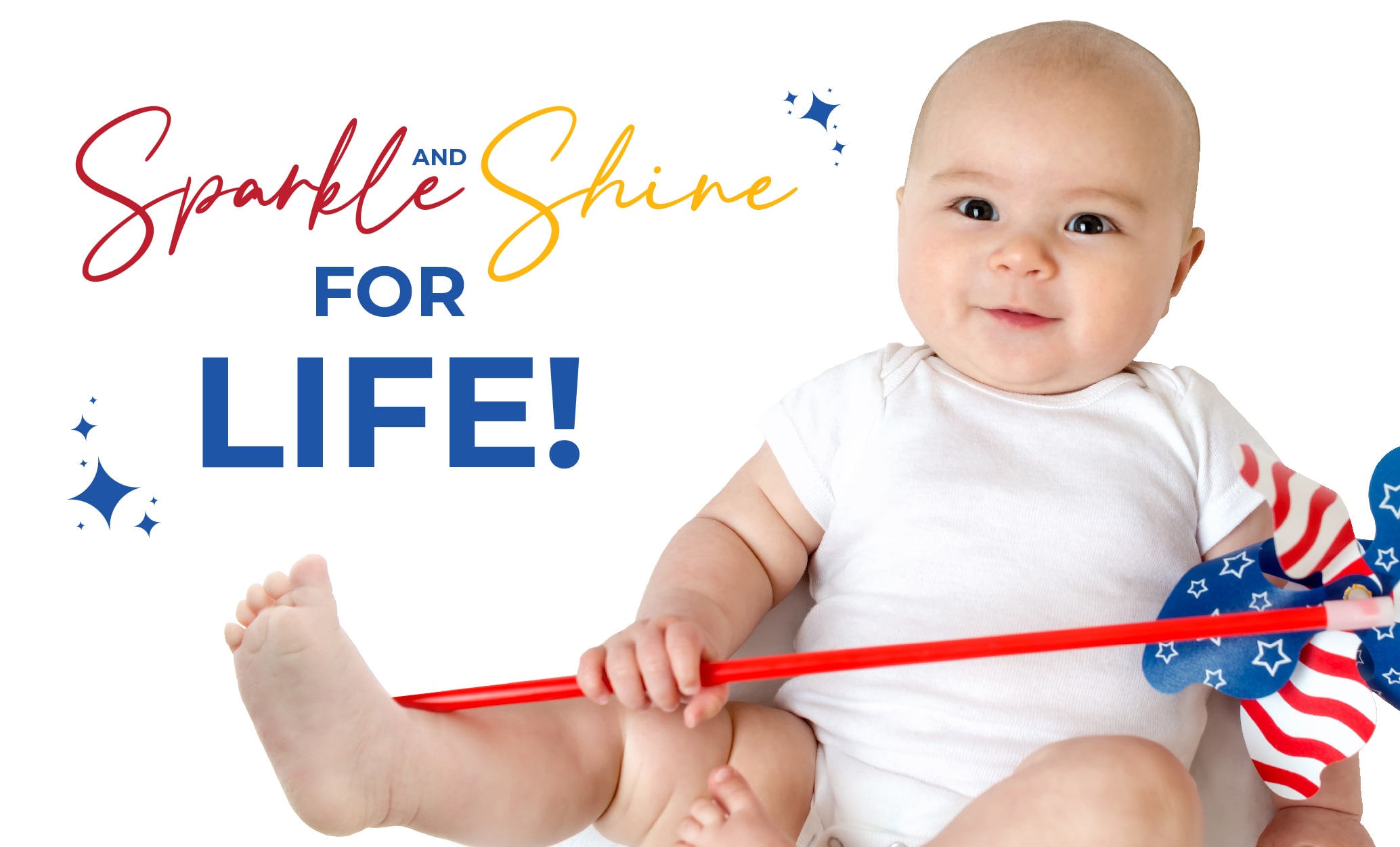 Sparkle and Shine for Life! Baby Holding an American Flag Spinner